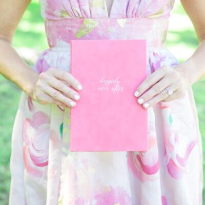 Velvet vow book hot pink gold foil summer southern weddings
