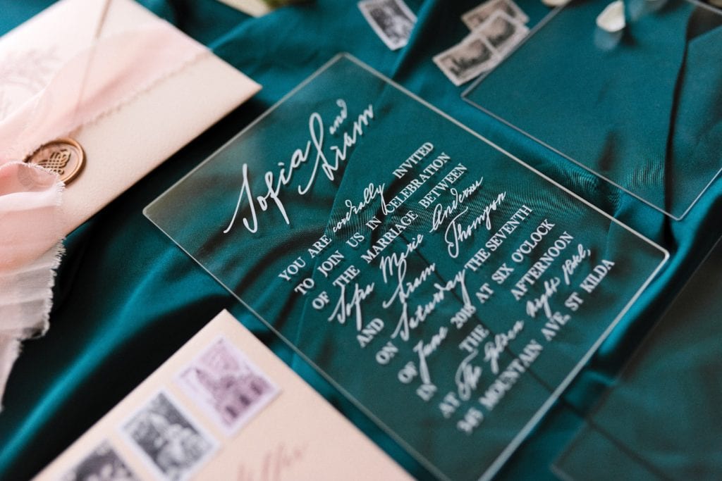 lucite wedding invitations Australia luxury wedding story writer vow books book
