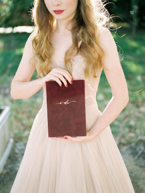 large vow book burgundy velvet gold foil luxury weddings