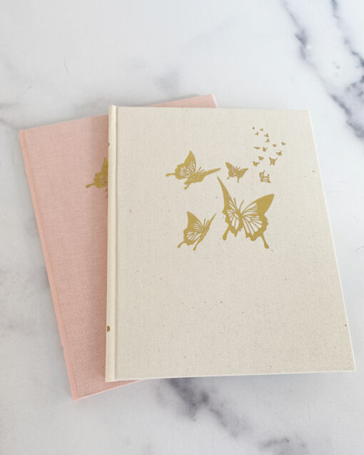 Natural-pink-vow-books-butterflies-spring-wedding