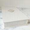 Luxury wedding box in pearl linen and a custom logo Custom Three Compartment Heirloom Box, heirloom wedding storage container